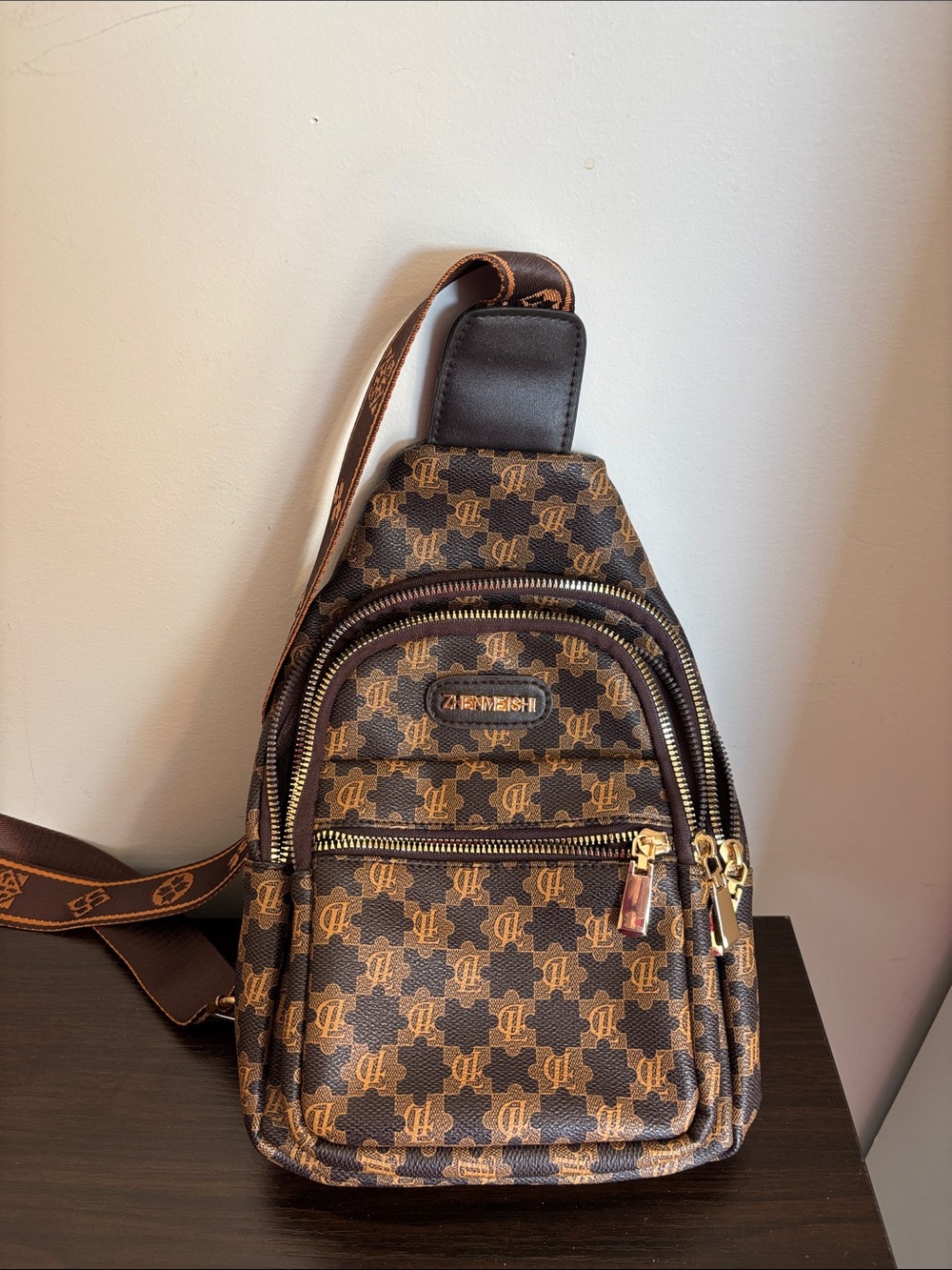 Brown Monogram Sling Crossbody Bag - Casual